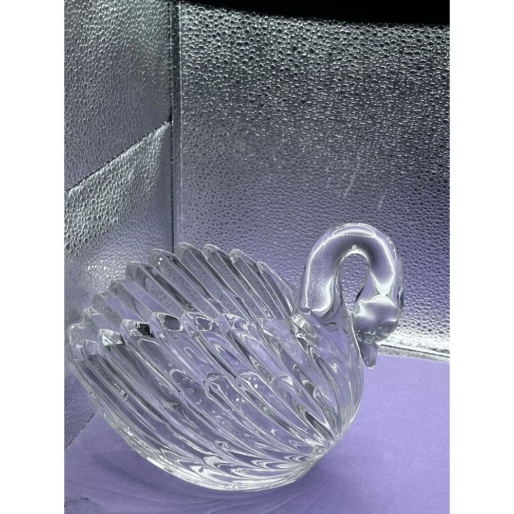 Vintage‎ Beautiful Crystal Swan Candy Dish Vase Figurine Paper weight